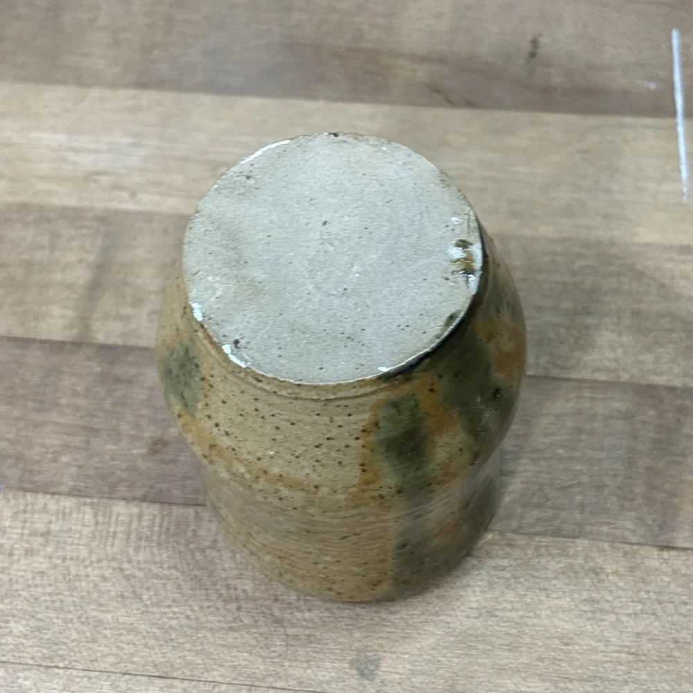 Vintage MCM Studio Pottery Vase Green Brown Glaze Hand Thrown Artisan Ceramic
